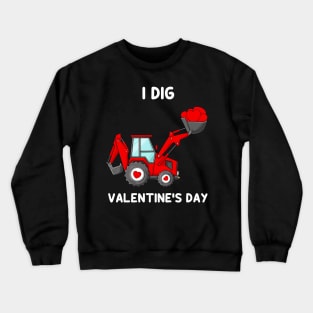 Kids I Dig Valentines Day Hearts Tractor Funny Toddler Boys Crewneck Sweatshirt